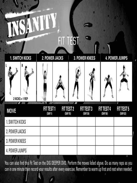 how hard is the insanity fit test|insanity fit test printable sheet.